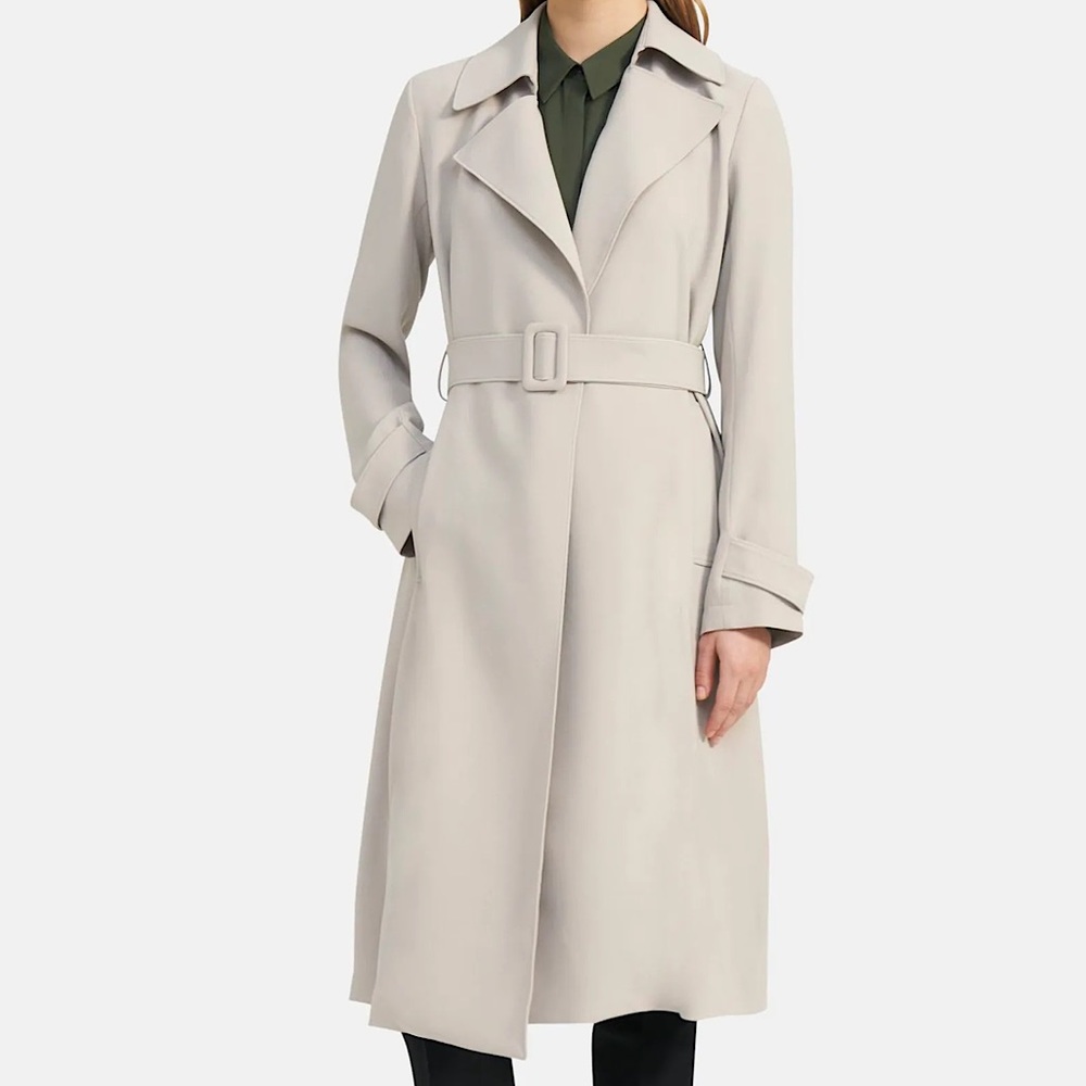 Theory Relaxed Trench Coat in Crepe –– NWT